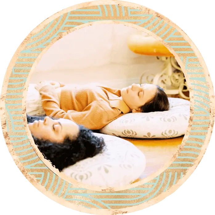 people relaxing during a hypnotic Harp experience