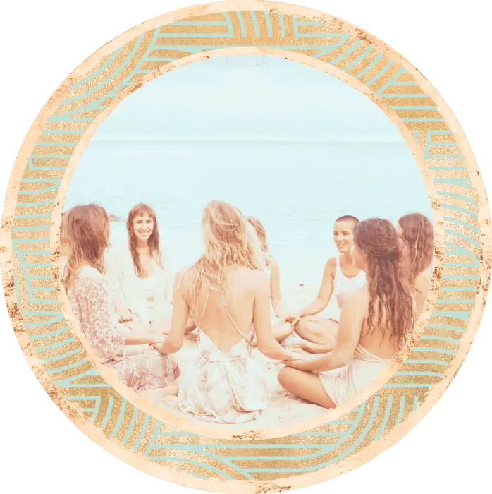 A circle of ladies singing together