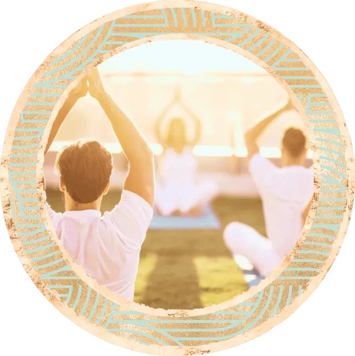 People doing a yoga class