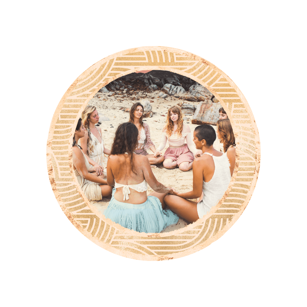 A circle of ladies singing together