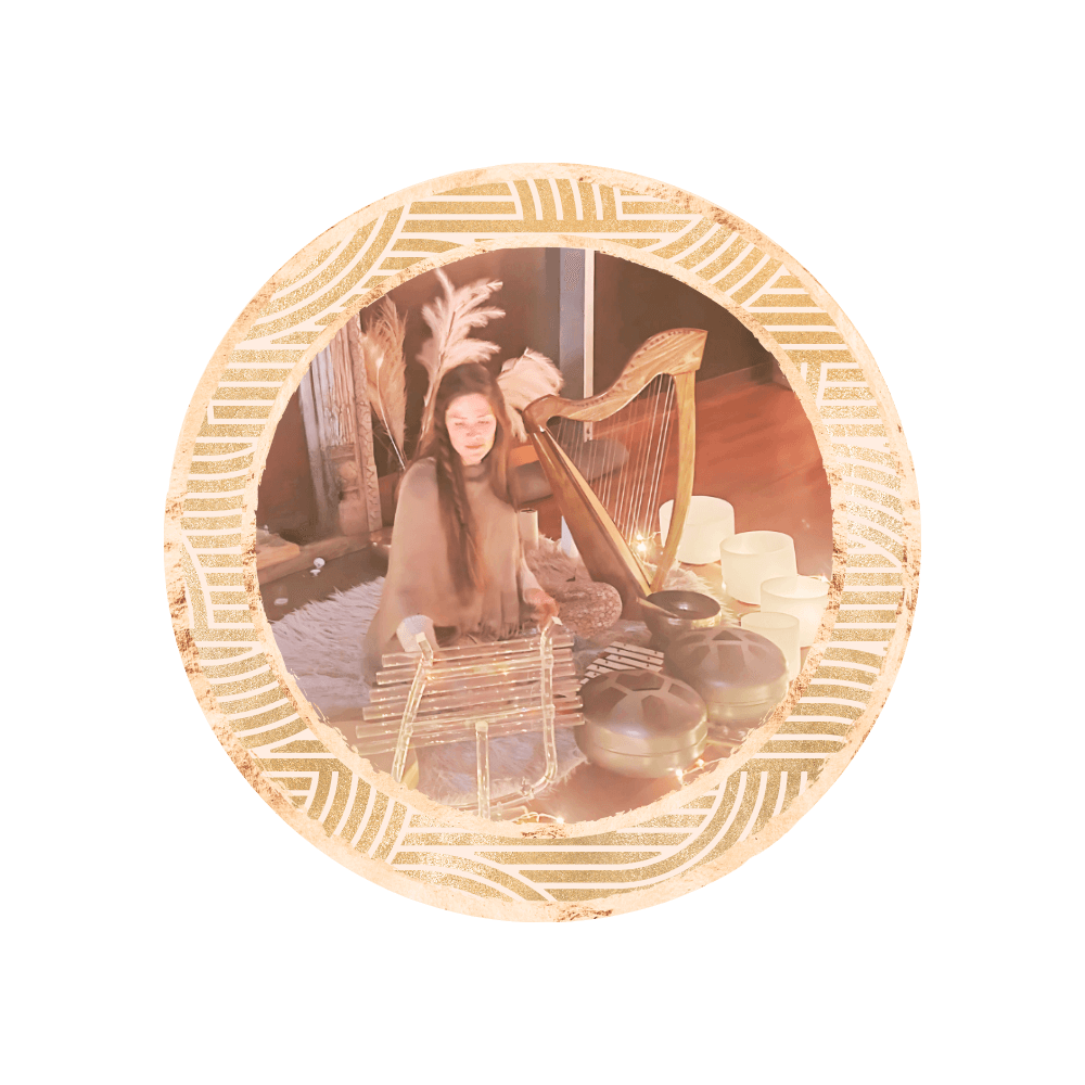 Charmaine facilitating a soundbath at a retreat