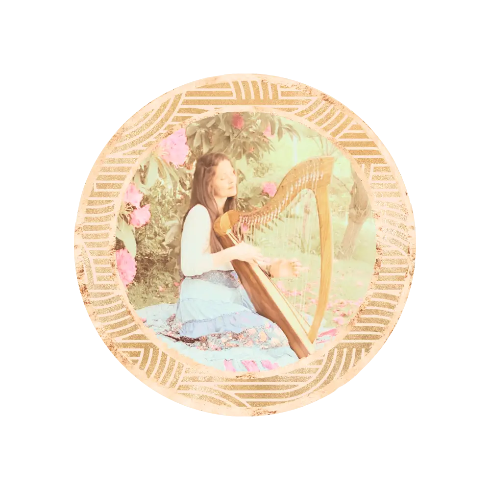 Live performance Charmaine Silk playing harp
